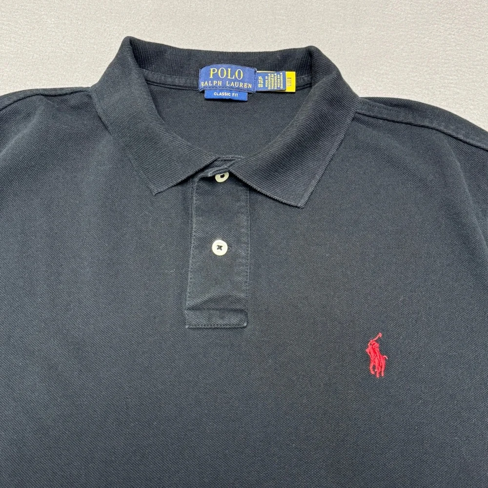 Polo Ralph Lauren Polo Shirt Mens XL Black Classic Fit Cotton Pique Short Sleeve